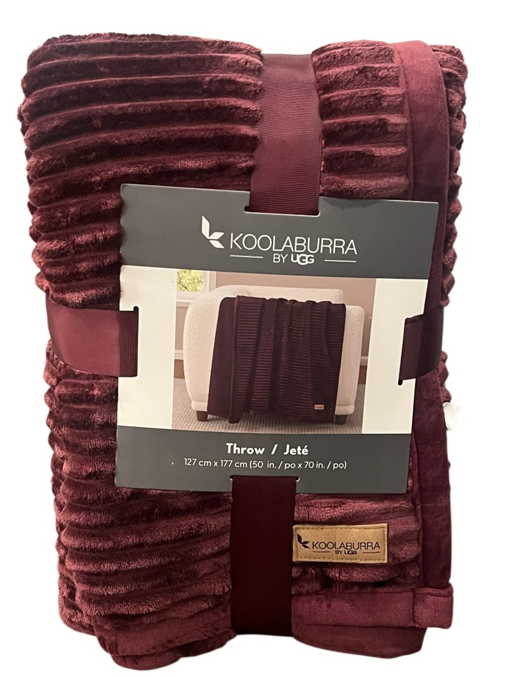 NWT Koolaburra by Ugg Throw 50” X 70” Burgundy